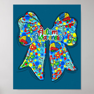 Póster Lazo lindo conciencia del autismo mariposa cerebro