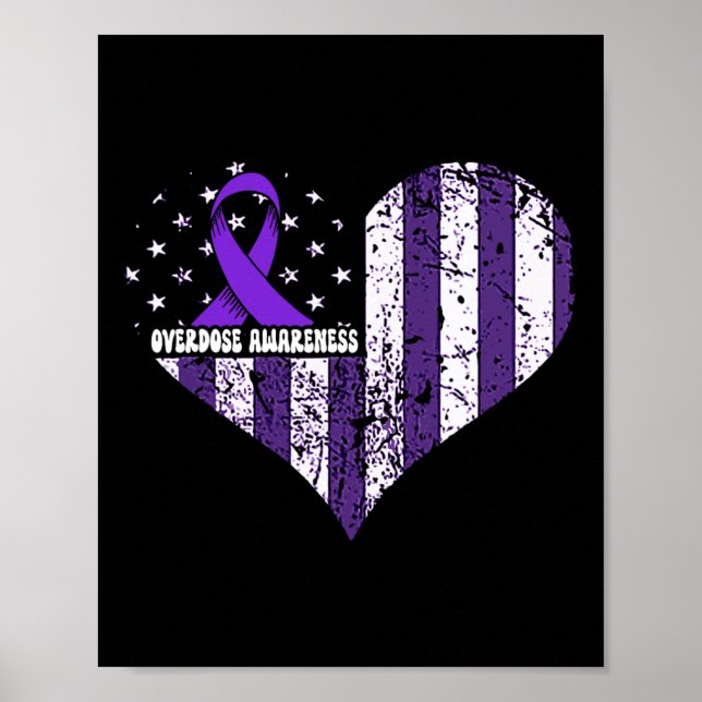 Póster Lazo Morado de Conciencia sobre Sobredosis Adicció (Frente)