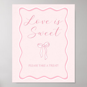 Póster Lazo Nupcial Rosa Dulce Favor de Despedida de Solt