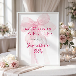 Póster Lazo rosa atando sus 20 años Bienvenidos 30 cumple