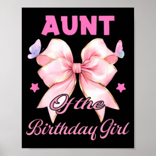 Póster Lazo rosa coquette a juego para la cumpleañera tía