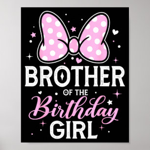 Póster Lazo rosa familia coincidente hermano del cumpleañ