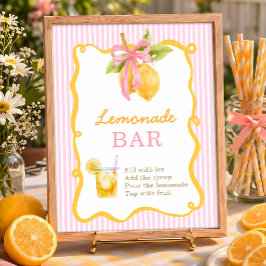 Póster Lazo rosa limón  fiesta de graduación barra de lim