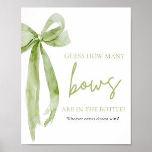Póster Lazo Verde Elegante Adivina Cuántos Lazos Juego