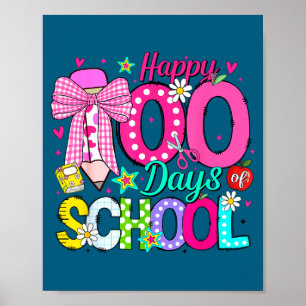 Póster lazos de coqueta del día 100 de la escuela para ni