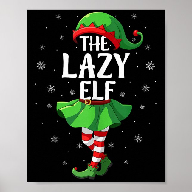 Póster Lazy Elf Christmas Girls Women Elf Squad Xmas Fami (Frente)