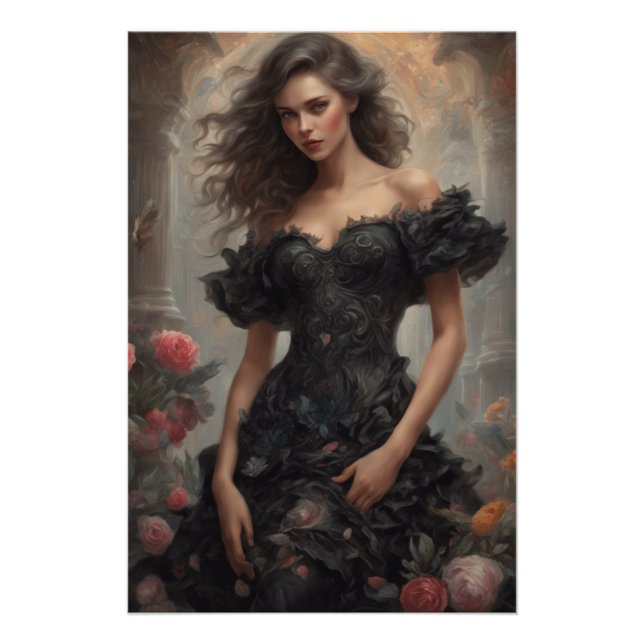 Póster LBD Pequeño Vestido Negro Ilustración De Moda Mejo (Anverso)