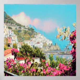Póster ldp AMALFI - panorama - costa de Amalfi -