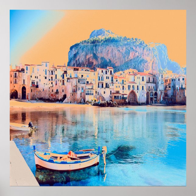 Póster ldp CEFALU - Sicilia - playa - panorama (Frente)