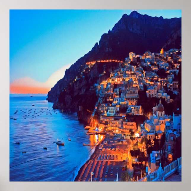 Póster ldp POSITANO Costa Amalfitana - puesta de sol toma (Frente)