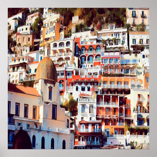 Póster ldp POSITANO - pueblo - iglesia Santa Maria Assunt (Frente)