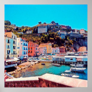 Póster ldp SORRENTO - panorama - playa -