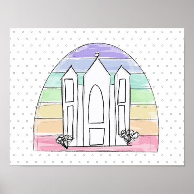 Póster LDS Salt Lake City Temple rainbow sunset mormon (Frente)
