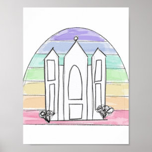 Póster LDS Salt Lake City Temple rainbow sunset mormon