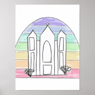 Póster LDS Salt Lake City Temple rainbow sunset mormon