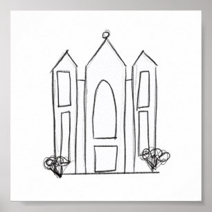 Póster LDS Salt Lake City Temple simple mormón moderno