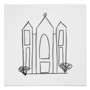 Póster LDS Salt Lake City Temple simple mormón moderno