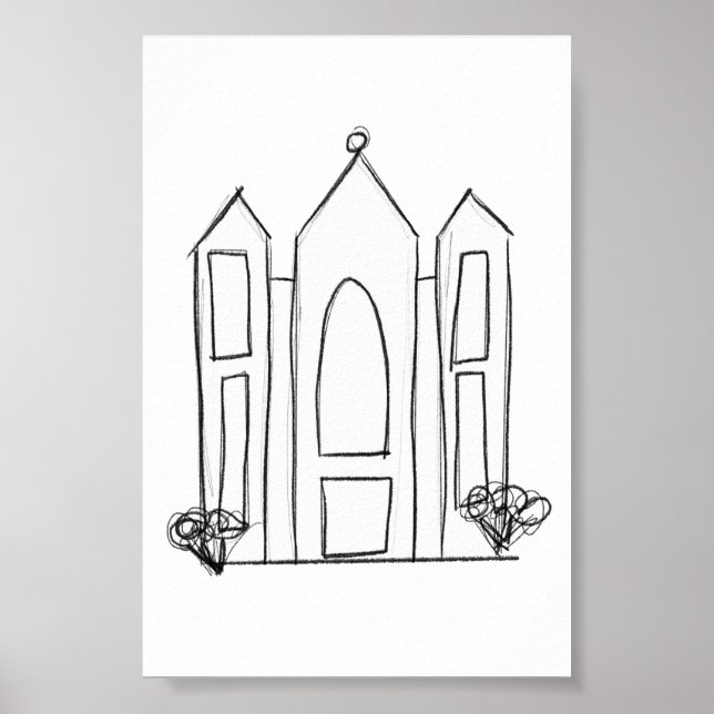 Póster LDS Salt Lake City Temple simple mormón moderno (Frente)