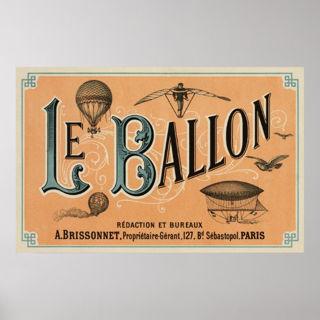 Póster Le Ballon - revista aeronáutica francesa 1883 (Frente)
