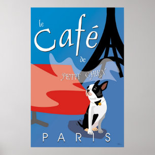 Póster Le Cafe de Chien pequeno, París (bleu)