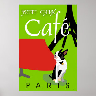Póster Le Cafe de Petit Chien, París (vert)