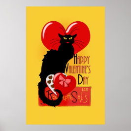 Póster Le Chat Noir - Feliz Día de San Valentín