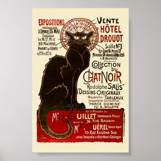 Póster Le Chat Noir, Vente Hôtel Drouot Bella Artes (Frente)