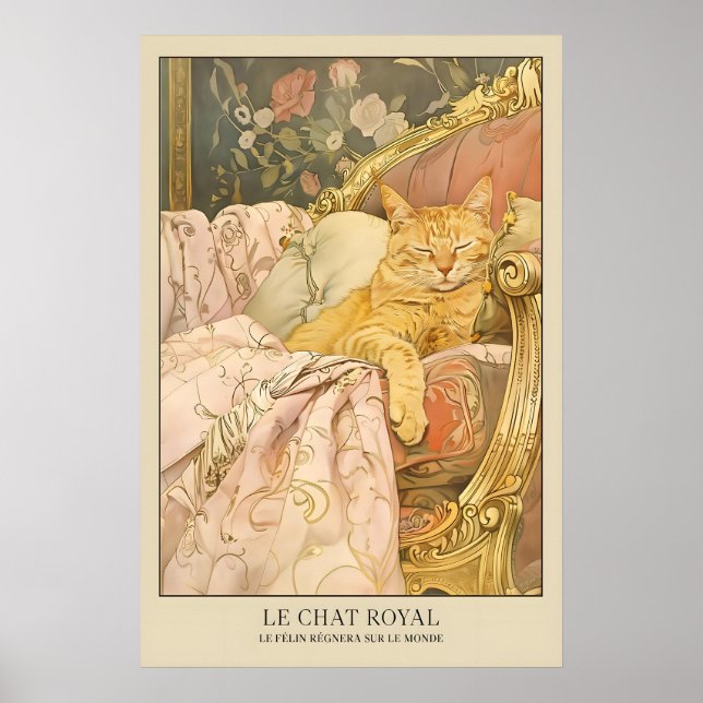 Póster Le Chat Royal Cat Art Print French Style Feline (Frente)