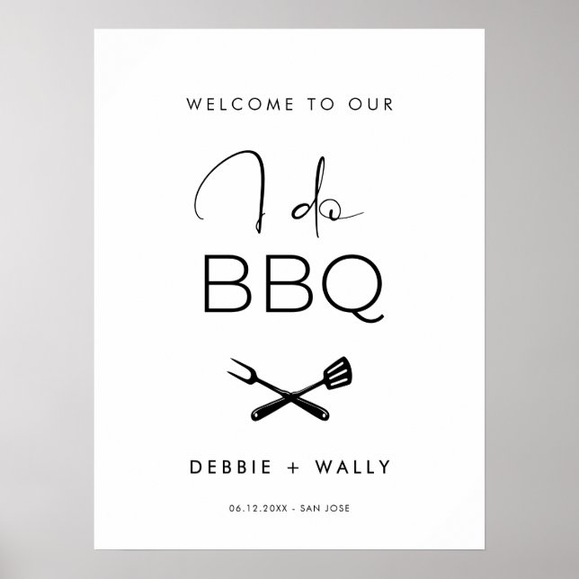 Póster Le doy la bienvenida a la ducha de la pareja BBQ (Frente)