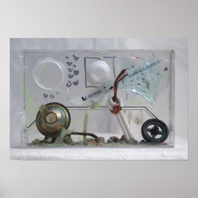 Póster Le Heros Technologique K7 1986 Geek de medios mixt (Frente)