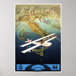 Póster LE LINEE ITALY Airlines Airplane Europe Travel Ad