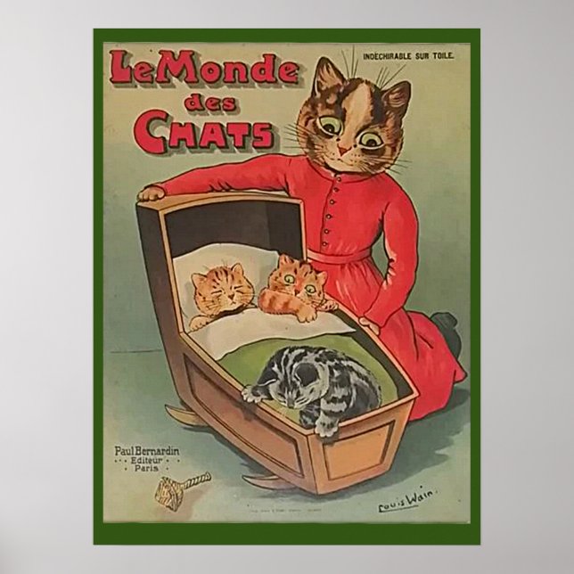 Póster Le Monde des Chats, Louis Wain Art (Frente)