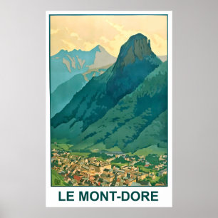 Póster Le Mont-Dore, montañas Auvergne-Rhône Alp, Francia