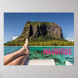 Póster Le Morne Brabant Mauricio vistas desde el mar