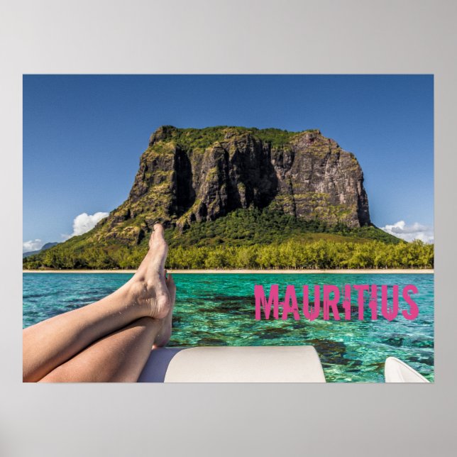 Póster Le Morne Brabant Mauricio vistas desde el mar (Frente)