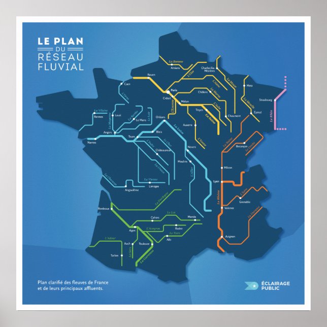 Póster Le plan du réseau fluvial de France (Frente)