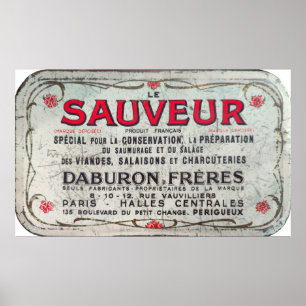 Póster Le Sauveur, conservador de carne de época francés.