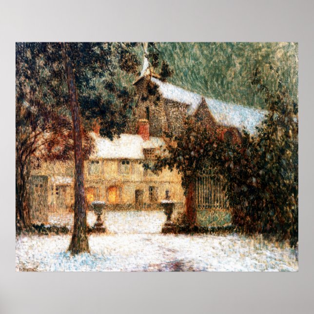 Póster Le Sidaner: Casa en nieve (Frente)