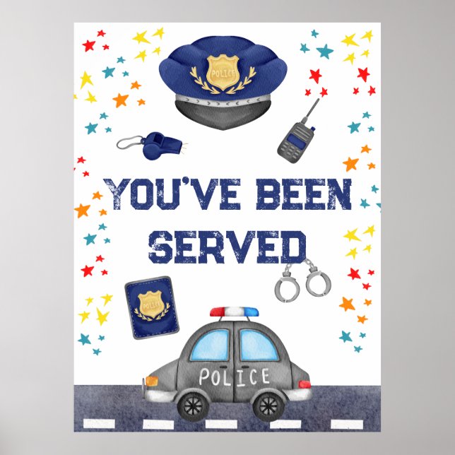 Póster Le sirvieron Rótulo Fiesta de policía de Rótulo (Frente)