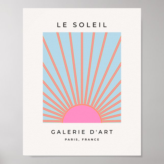 Póster Le Soleil 02 Sol Retro Rosa Y Azul Sunshine (Frente)