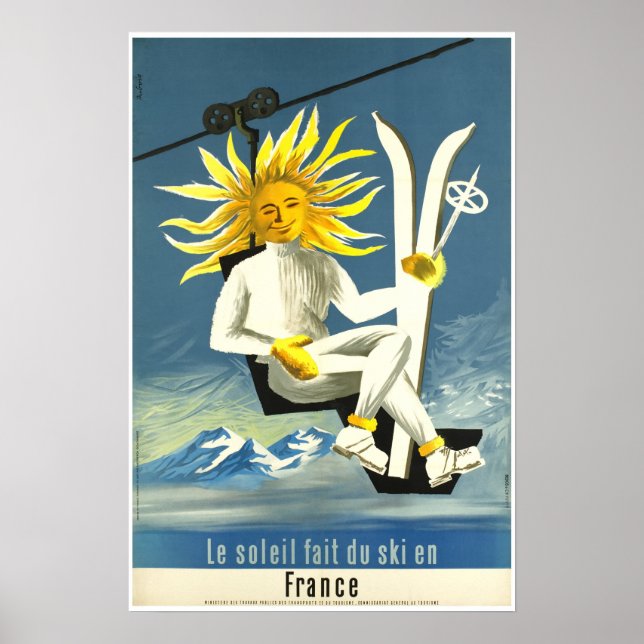 Póster Le soleil fait du ski en France, Ski Poster (Frente)