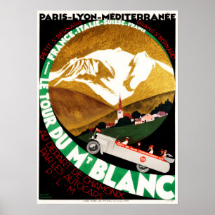 Póster Le Tour Du MONT BLANC Chamonix Viejo Viaje Suizo