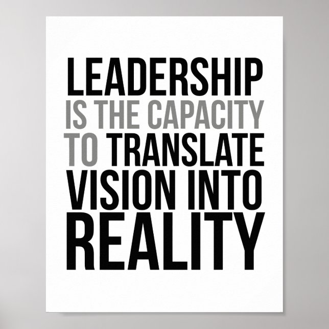 Póster Leadership Translate Vision Into Reality (Frente)