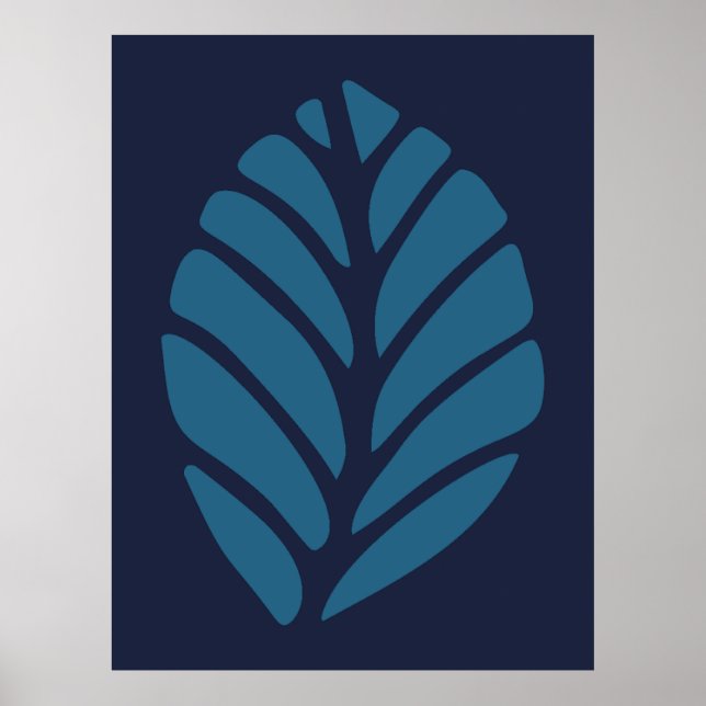 Póster Leaf azul minimalista (Frente)