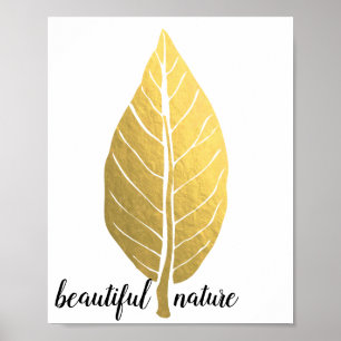 Póster Leaf Gold Nature Love Art Paint