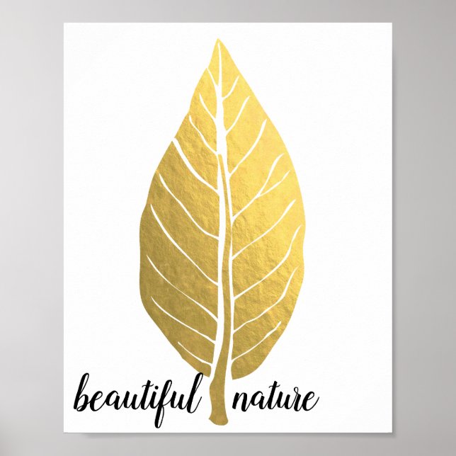 Póster Leaf Gold Nature Love Art Paint (Frente)