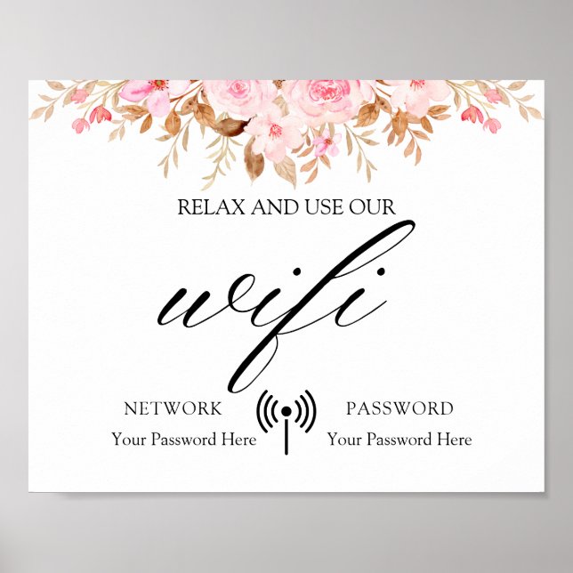 Póster Leaf Mínimo Boho Boda Floral Wifi (Frente)