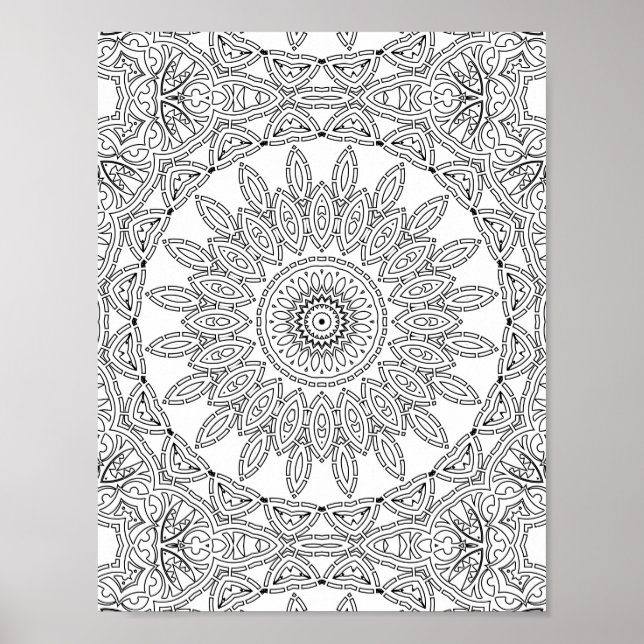 Póster Leaf Ring Mosaic Coloring Page Pattern Design (Frente)