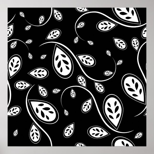 Póster Leafs blancas y negras - Retro 50 (Frente)