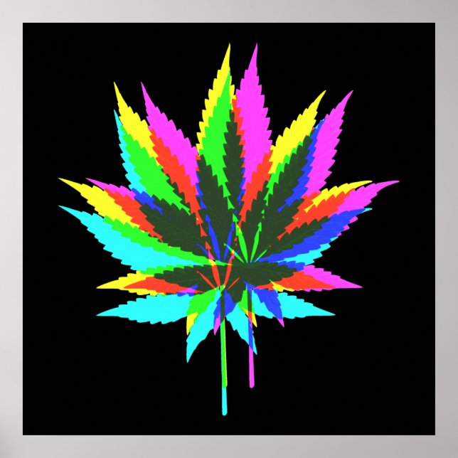 Póster Leafs de plantas silvestres - color neón + tus ide (Frente)